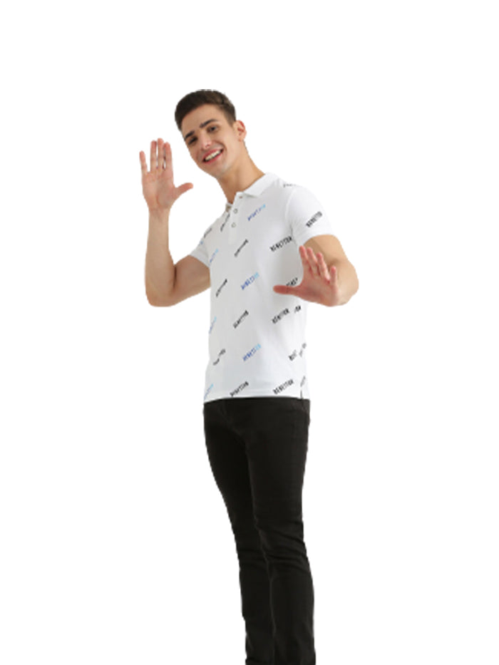 UNITED COLORS OF BENETTON MENS SHORT SLEEVE PRINTED POLO