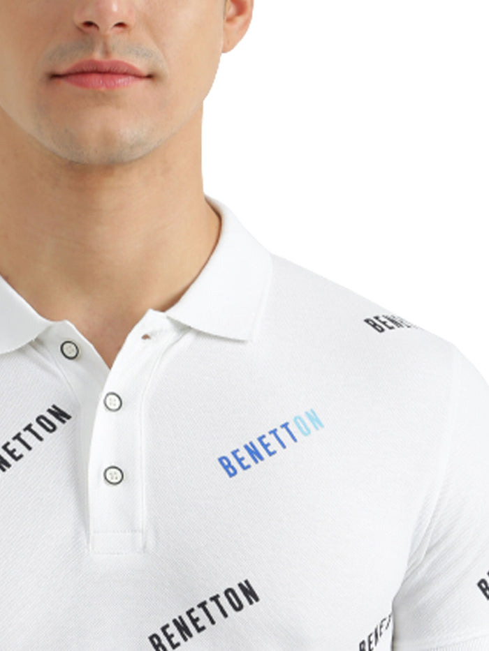 UNITED COLORS OF BENETTON MENS SHORT SLEEVE PRINTED POLO