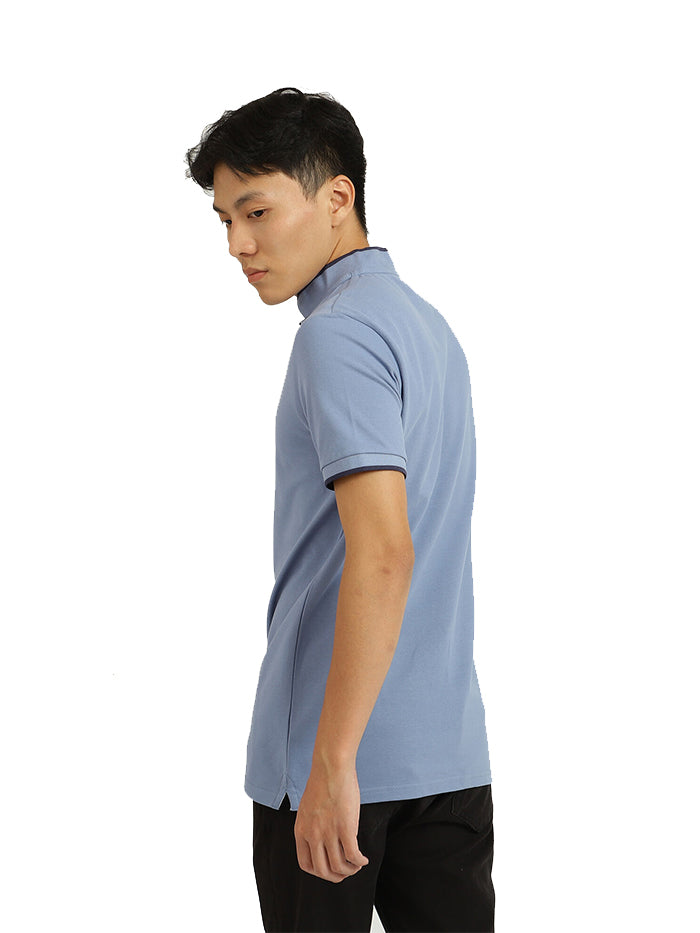 UNITED COLORS OF BENETTON BLUE JOHNNY COLLAR T-SHIRT