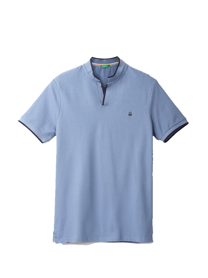 UNITED COLORS OF BENETTON BLUE JOHNNY COLLAR T-SHIRT
