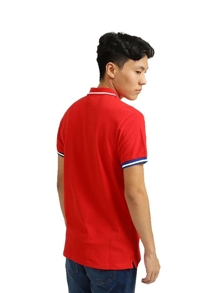 UNITED COLORS OF BENETTON RED PRINTED POLO T-SHIRT