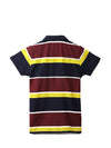UNITED COLORS OF BENETTON MAROON AND NAVY BLUE STRIPED POLO T-SHIRT