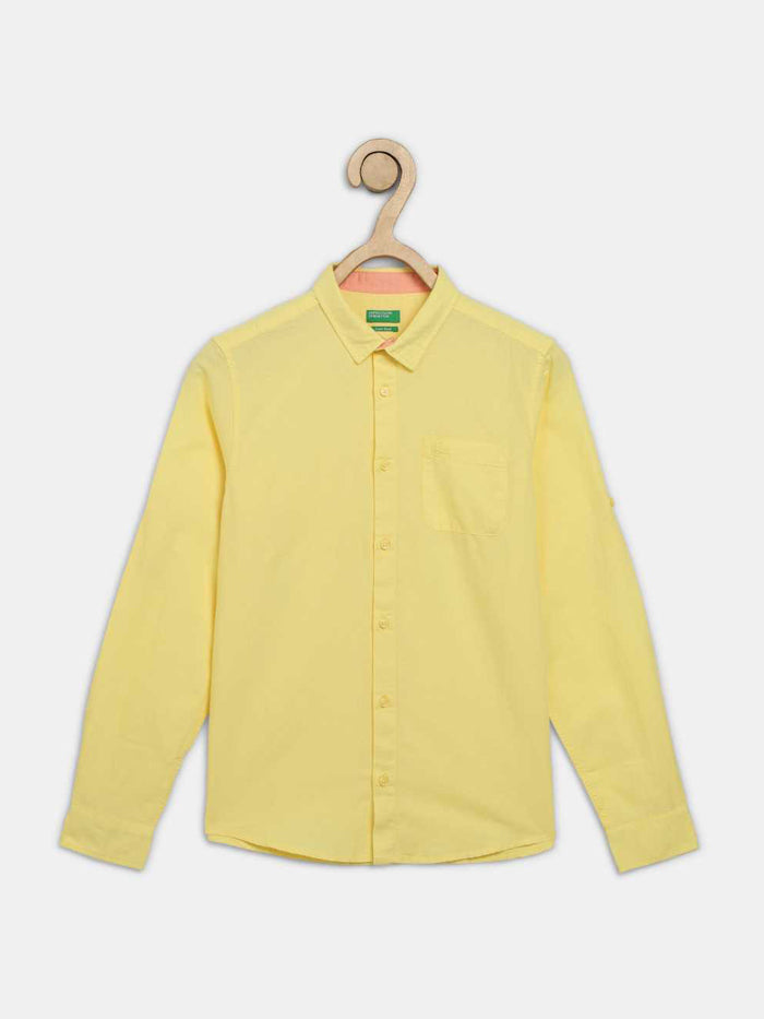 Boys Regular Fit Solid Button Down Collar Casual Shirt