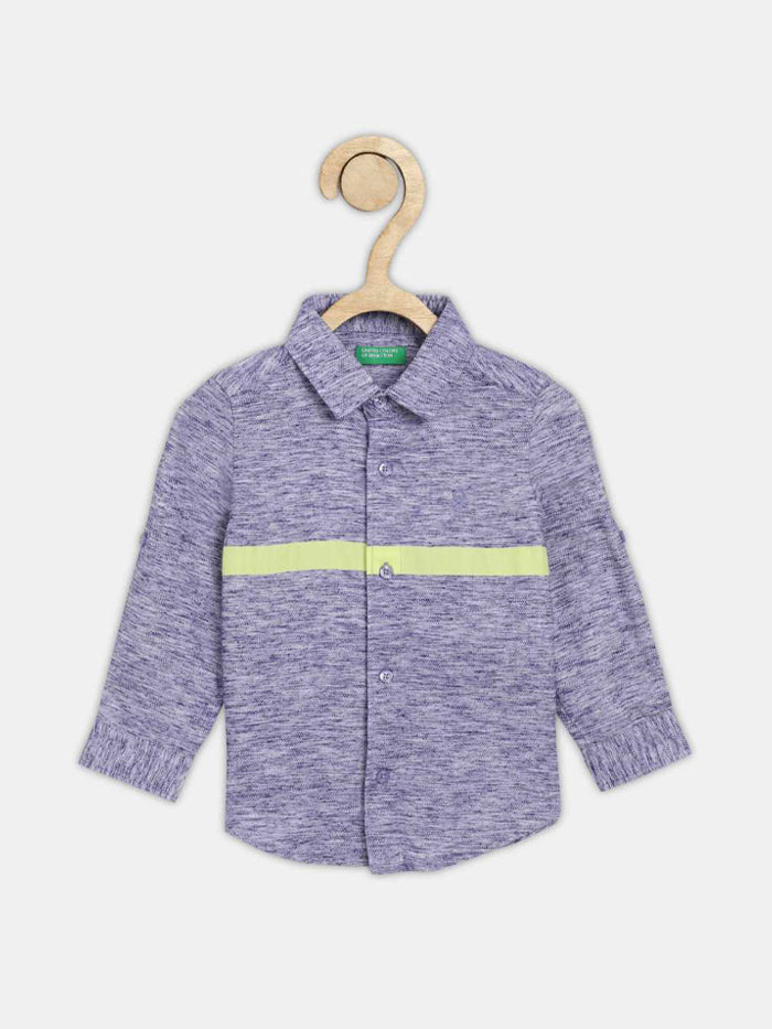 Boys Regular Fit Self Design Button Down Collar Casual Shirt