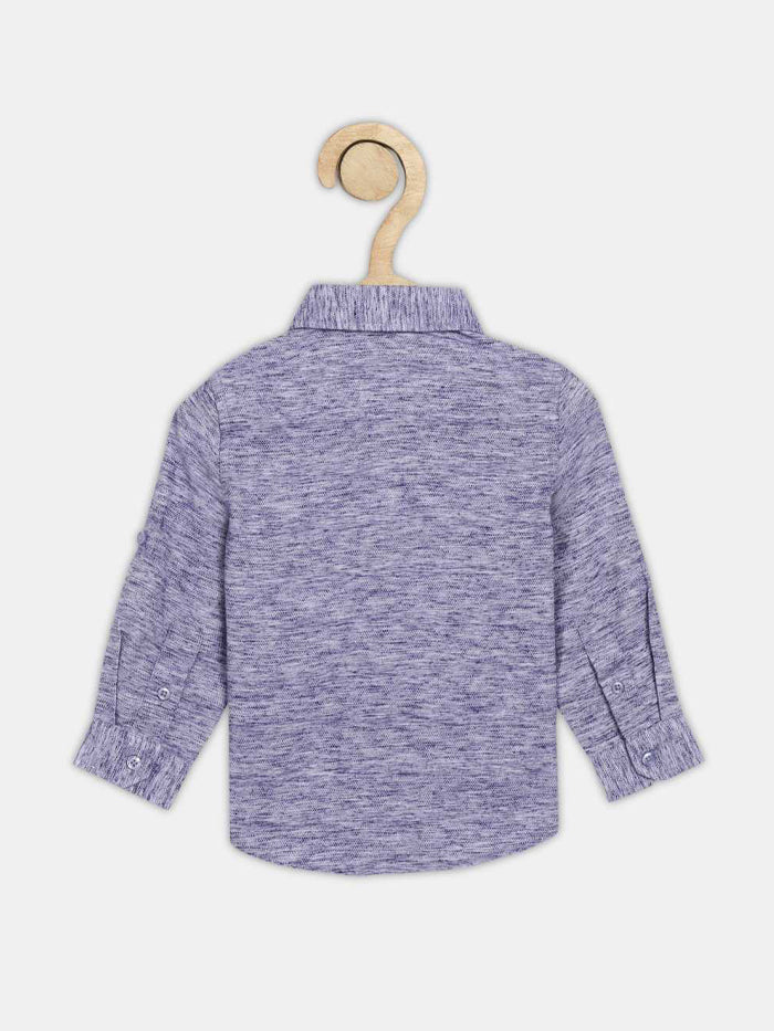 Boys Regular Fit Self Design Button Down Collar Casual Shirt