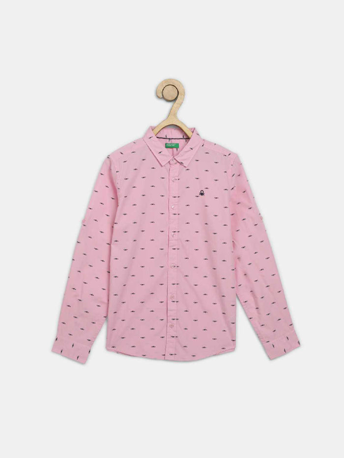 Boys Regular Fit Printed Button Down Collar Casual Shirt