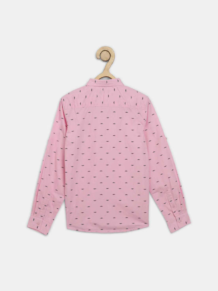 Boys Regular Fit Printed Button Down Collar Casual Shirt