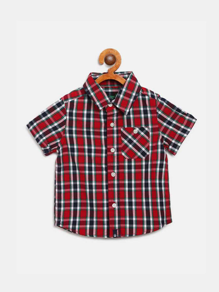 Boys Regular Fit Checkered Casual Shirt
