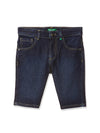 Boy&#39;s Regular Fit Cotton Blend Denim Shorts-Navy Blue