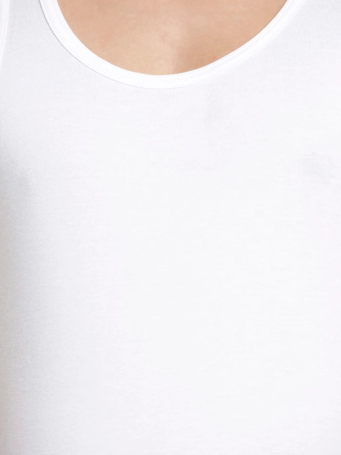 Ultra-soft Deep Round Neck Sleeveless Vest - White