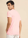 Printed Men Round Neck Pink T-Shirt