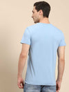 Printed Men Round Neck Light Blue T-Shirt