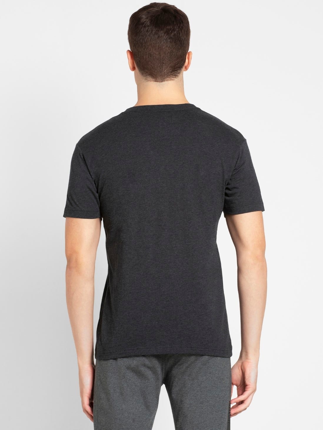 Men&#39;s Black Melange V-Neck T-shirt