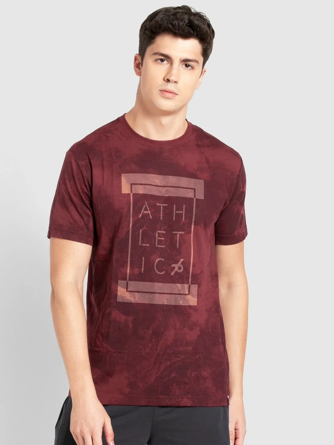 Men's Burgundy Print Sport T-Shirt - Main Image
