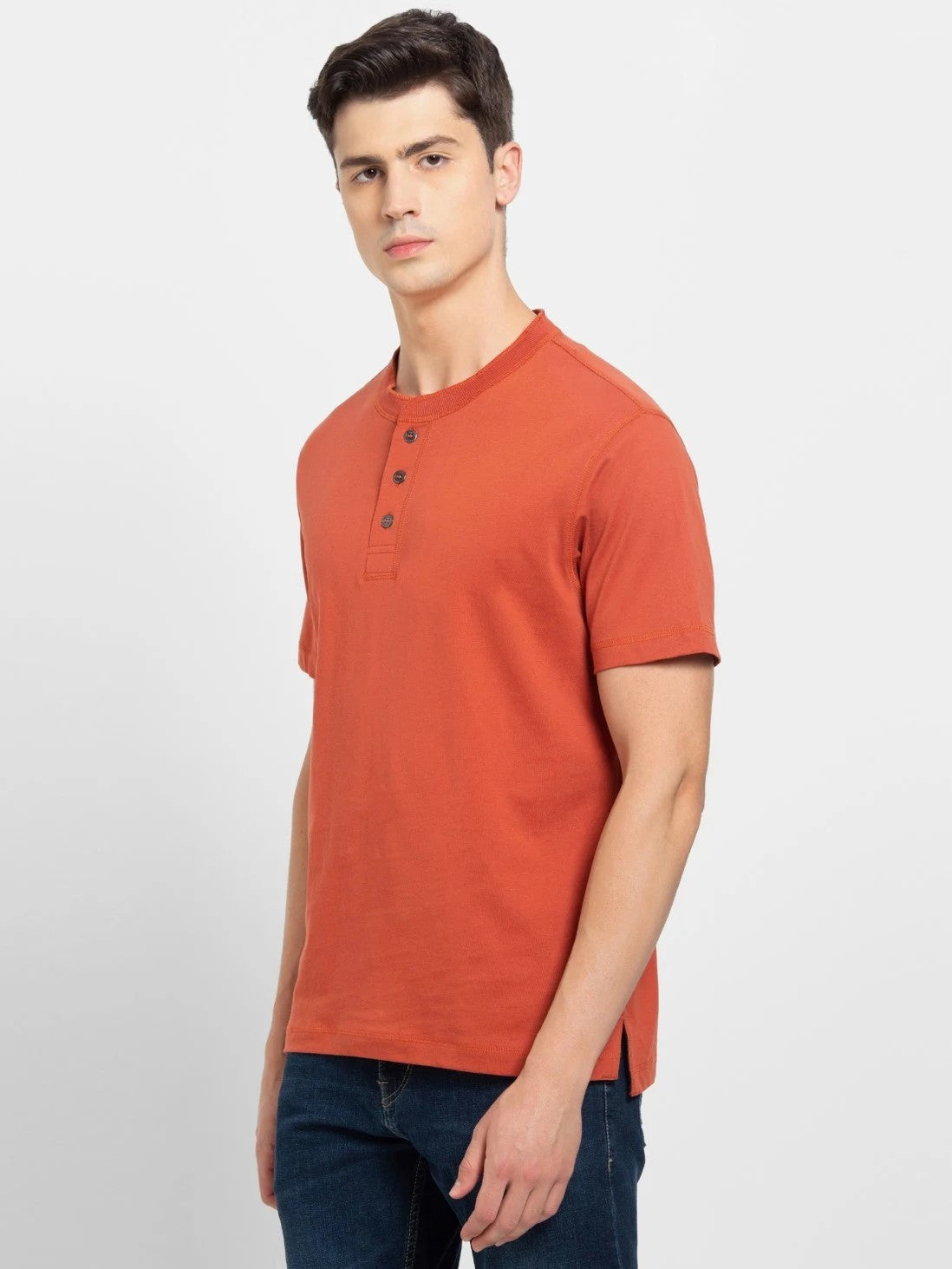 Men's Cinnabar Henley Half Sleeve T-Shirt