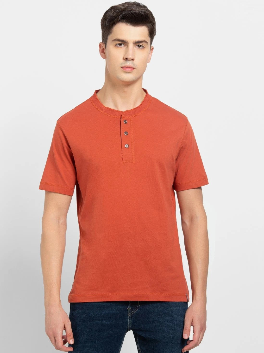 Men's Cinnabar Henley Half Sleeve T-Shirt