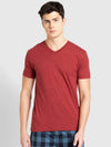 Men&#39;s Red Melange V-Neck T-shirt