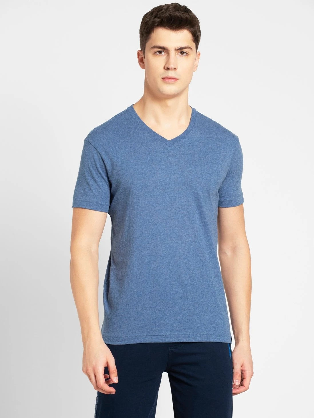 Men's Light Denim Melange V-Neck T-shirt