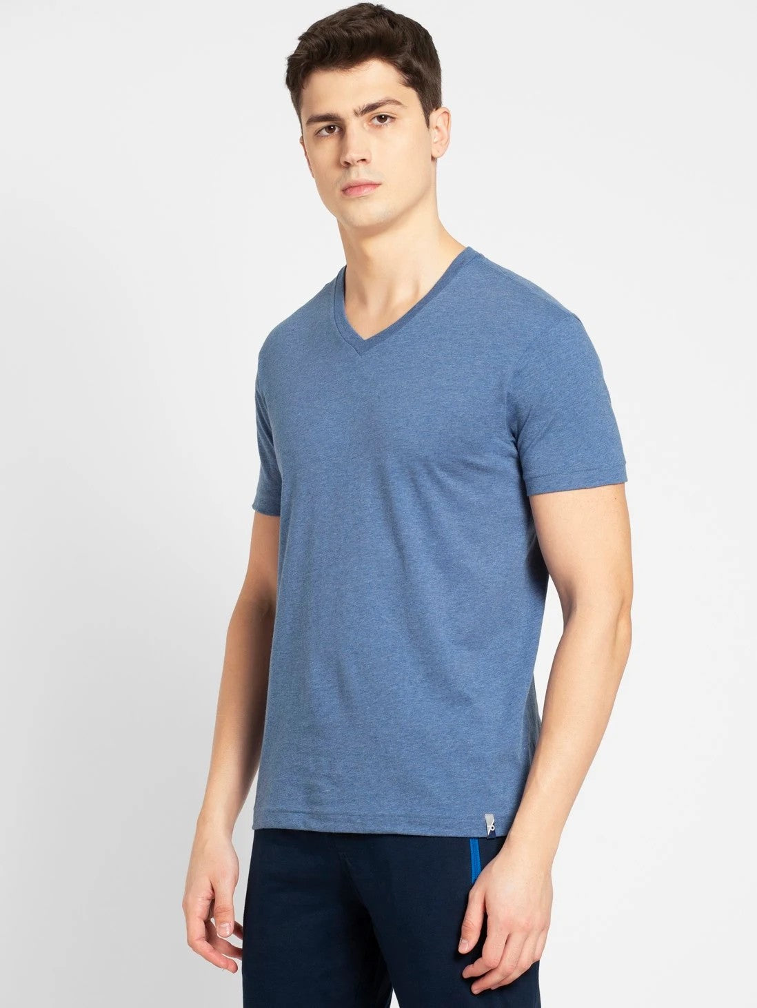 Men's Light Denim Melange V-Neck T-shirt
