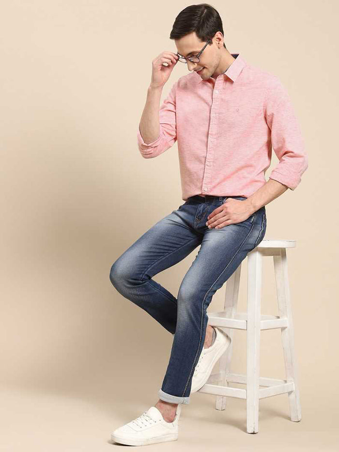 Men Slim Fit Solid Casual Shirt