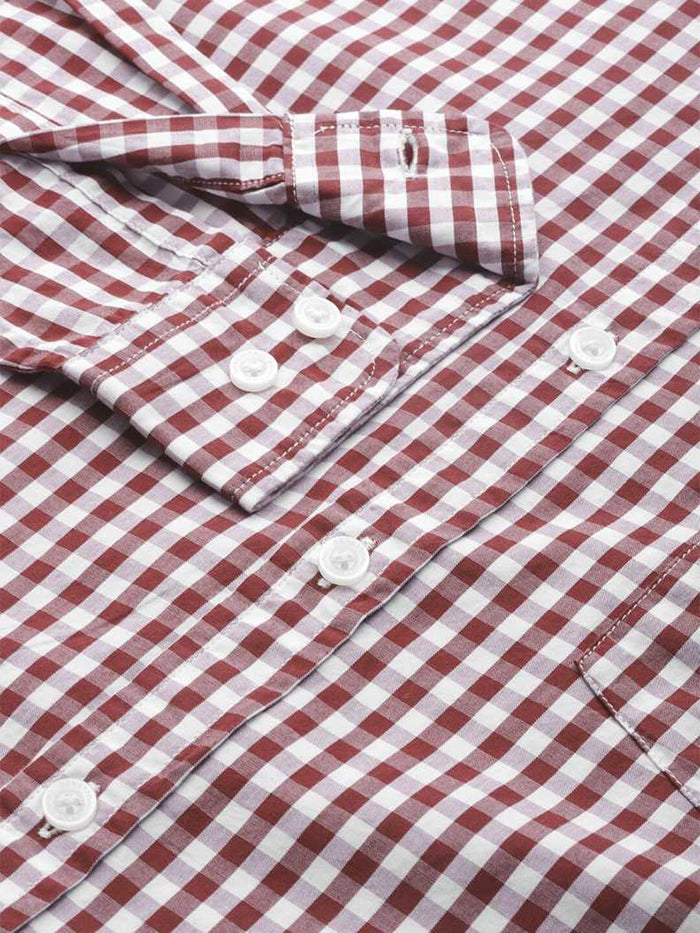 Men Slim Fit Checkered Spread Collar Casual Shirt